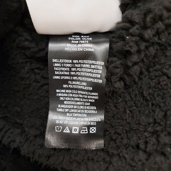 Lucky Brand Softshell Hooded Long Jacket Womens Small Green Sherpa Inside Zip Up - Picture 10 of 11